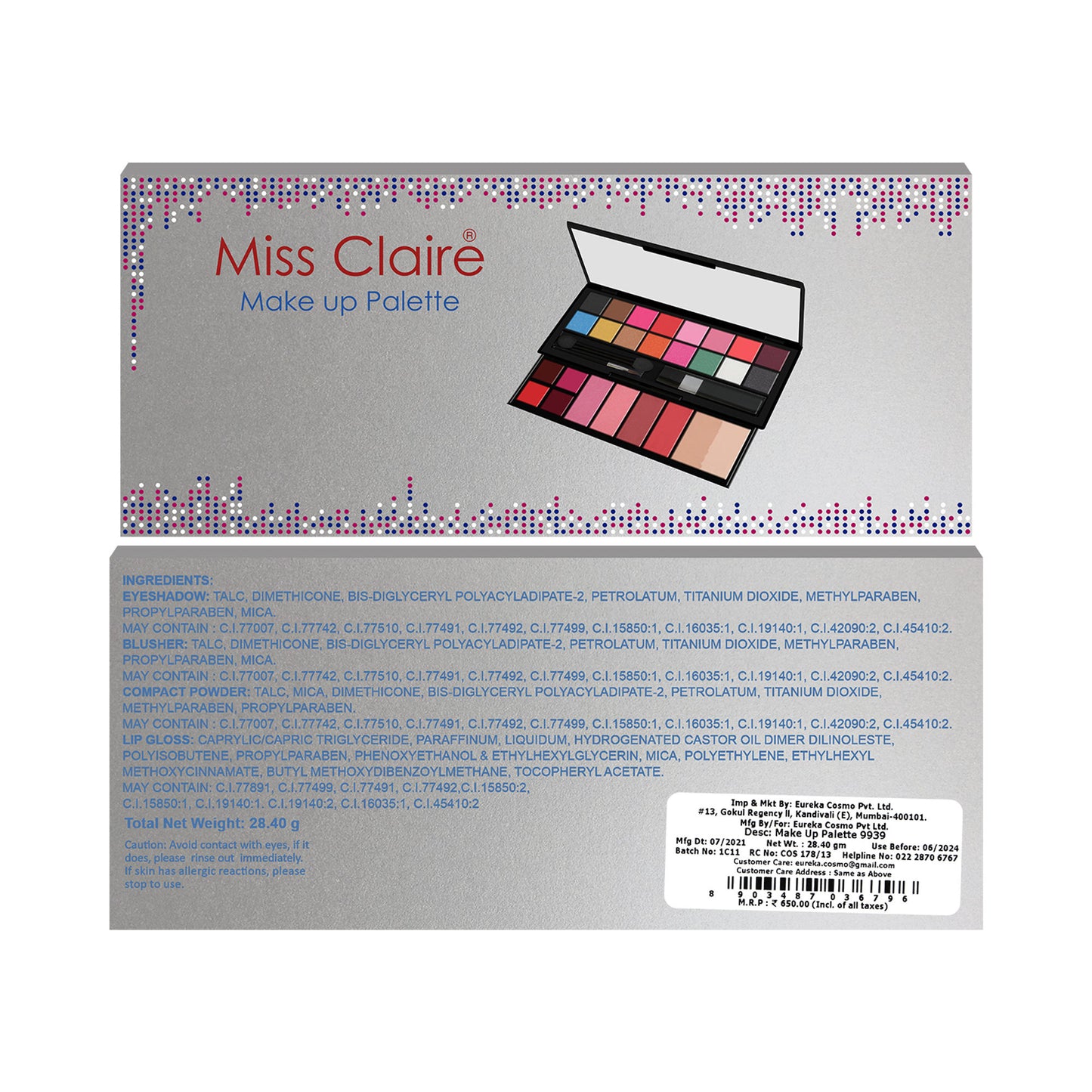 Miss Claire Makeup Palette 9939 - Distacart