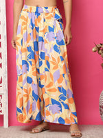 Thumbnail for TAG 7 Women Floral Printed Flared Palazzos