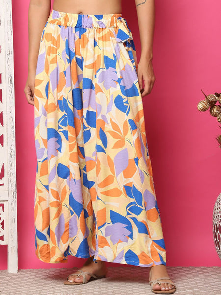 TAG 7 Women Floral Printed Flared Palazzos