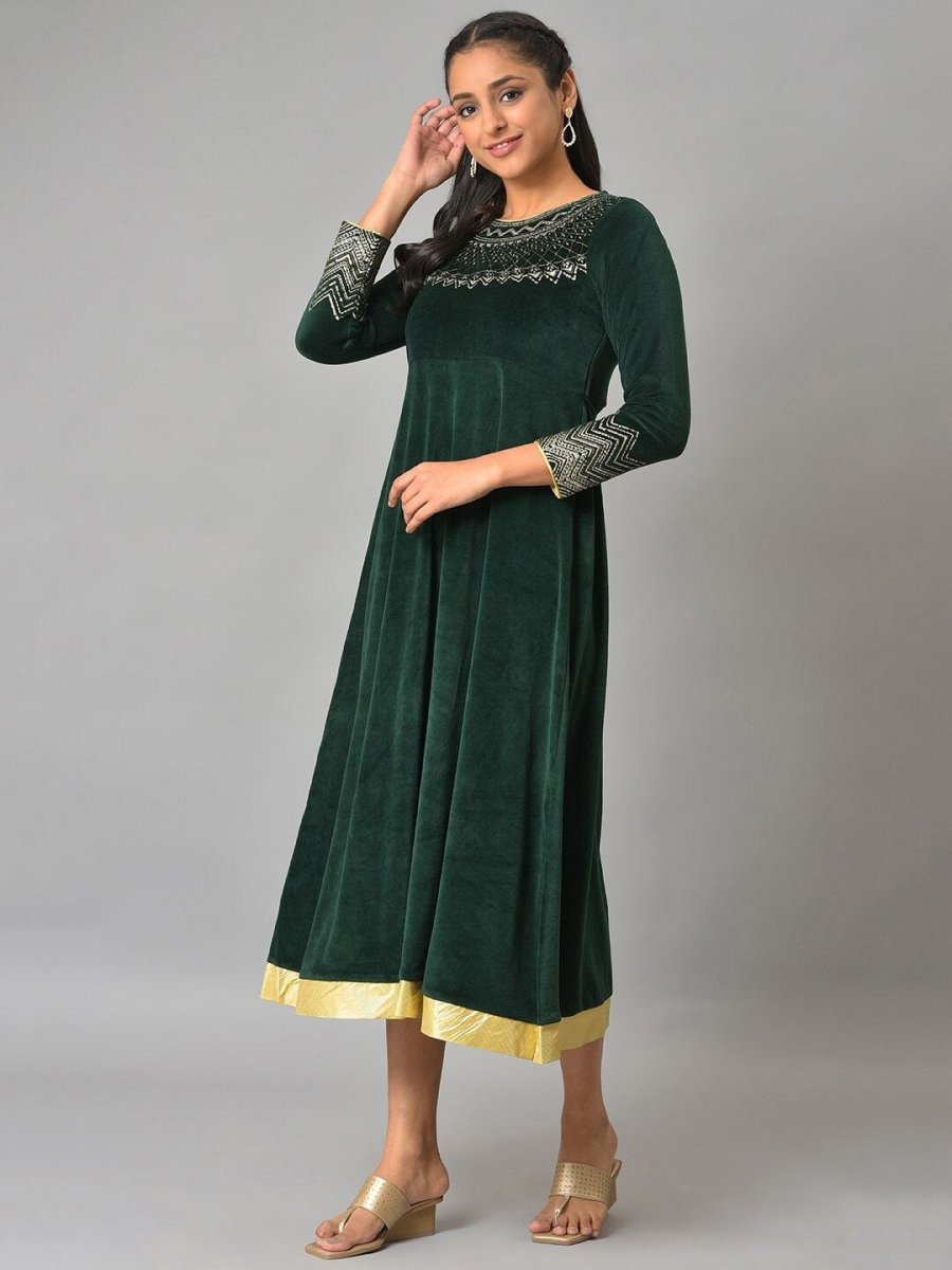 AURELIA Sequined Detailed A-Line Midi Ethnic Dress
