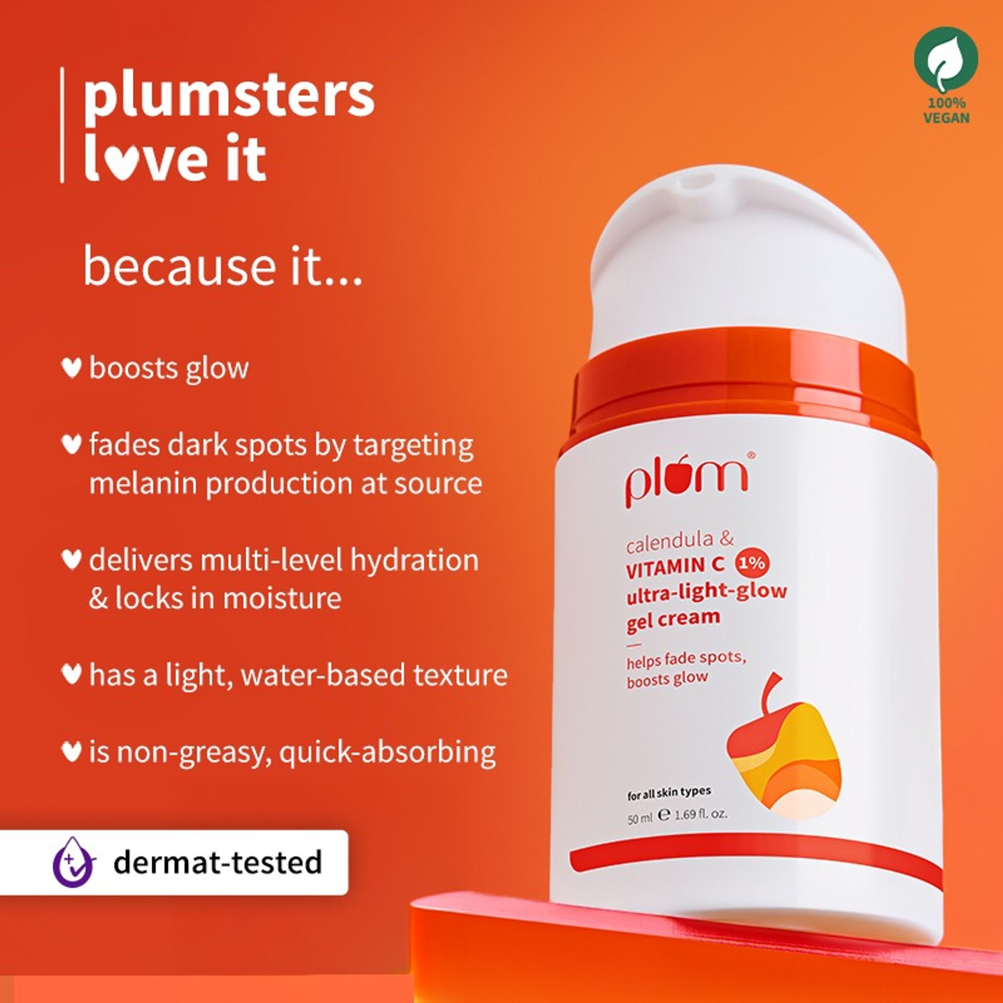 Plum 1% Vitamin C Ultra-Light-Glow Boosting Gel Cream - Distacart