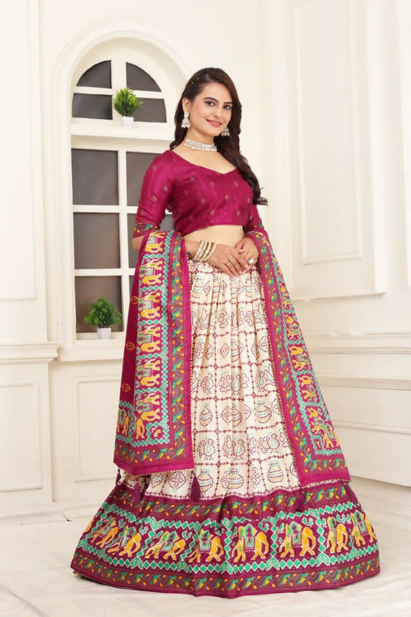 Preksha Creation Indian Festive Tussar Silk Women Lehenga Choli And Masterpiece Of Craftmanship And Style. - Pink - Distacart