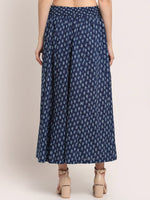 Thumbnail for TAG 7 Women Navy Blue Ethnic Motifs Printed Flared Cotton Ethnic Palazzos