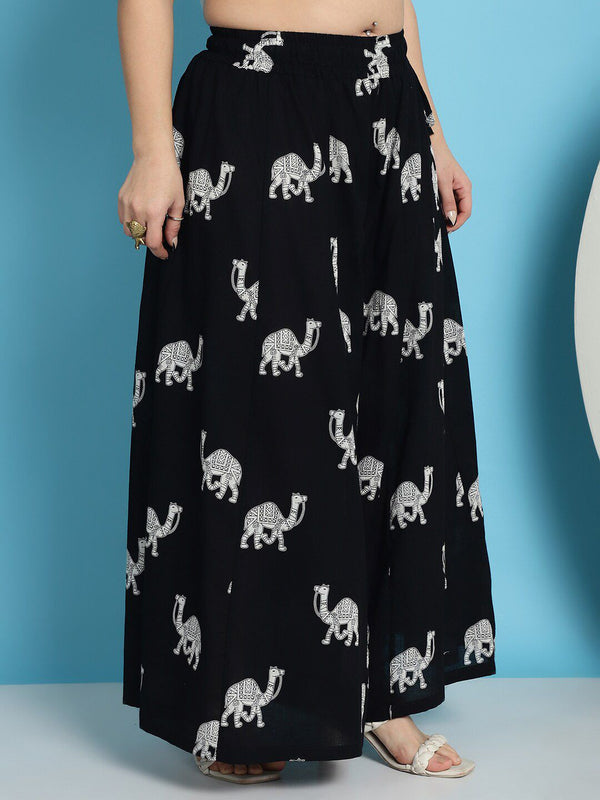 TAG 7 Printed Pure Cotton Flared Palazzo