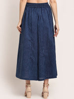 Thumbnail for TAG 7 Women Navy Blue Printed Flared Palazzos