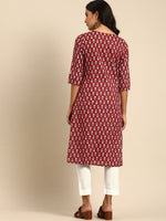 Thumbnail for All About You Women Maroon Printed Pure Cotton Kurta with Trousers - Distacart