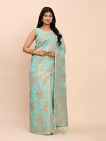 Thumbnail for Astita Linen Cotton Sea Green Saree