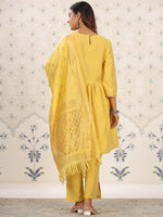 Thumbnail for Ode by House of Pataudi Ethnic Motifs Yoke Design Sequinned Kurta with Trousers & Dupatta - Distacart