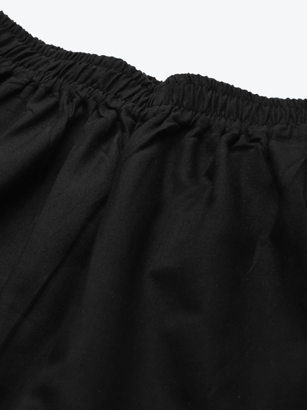 TAG 7 Women Black Solid Hem Design Straight Palazzos