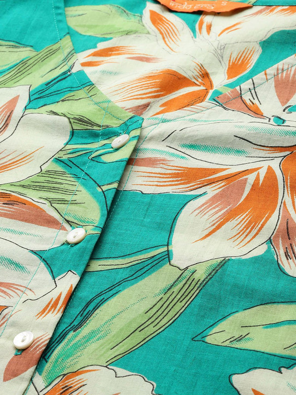 Indo Era Women Floral Printed Regular Pure Cotton Kurta with Trousers