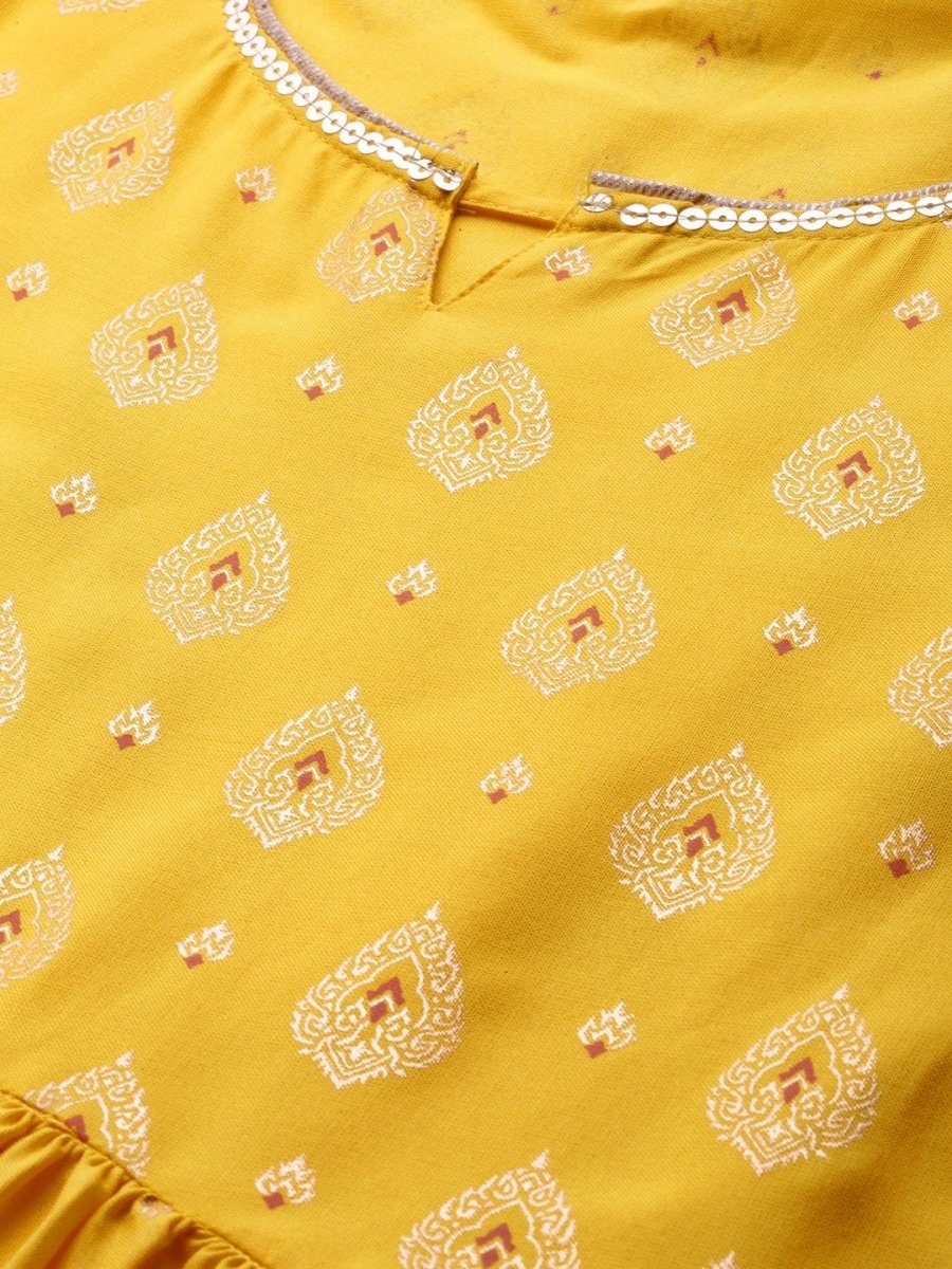 AURELIA Women Yellow & Golden Printed Maxi Dress - Distacart