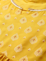 Thumbnail for AURELIA Women Yellow & Golden Printed Maxi Dress - Distacart
