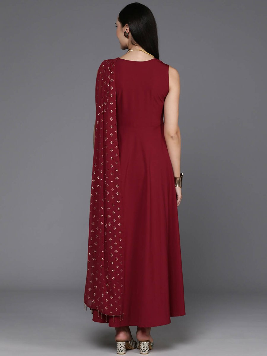 Ahalyaa Women's Traditional wear Ethnic Dress - Maroon - Distacart