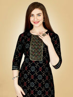 Thumbnail for Jyoti Fashion Women's Black Viscose Rayon Embroidered Kurta Pant Set - Distacart