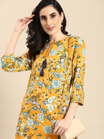 Thumbnail for All About You Women Mustard Yellow & White Floral Printed Kurta with Trousers - Distacart