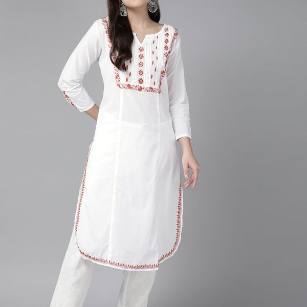 ADA Floral Embroidered Chikankari Floral Kurta - Distacart