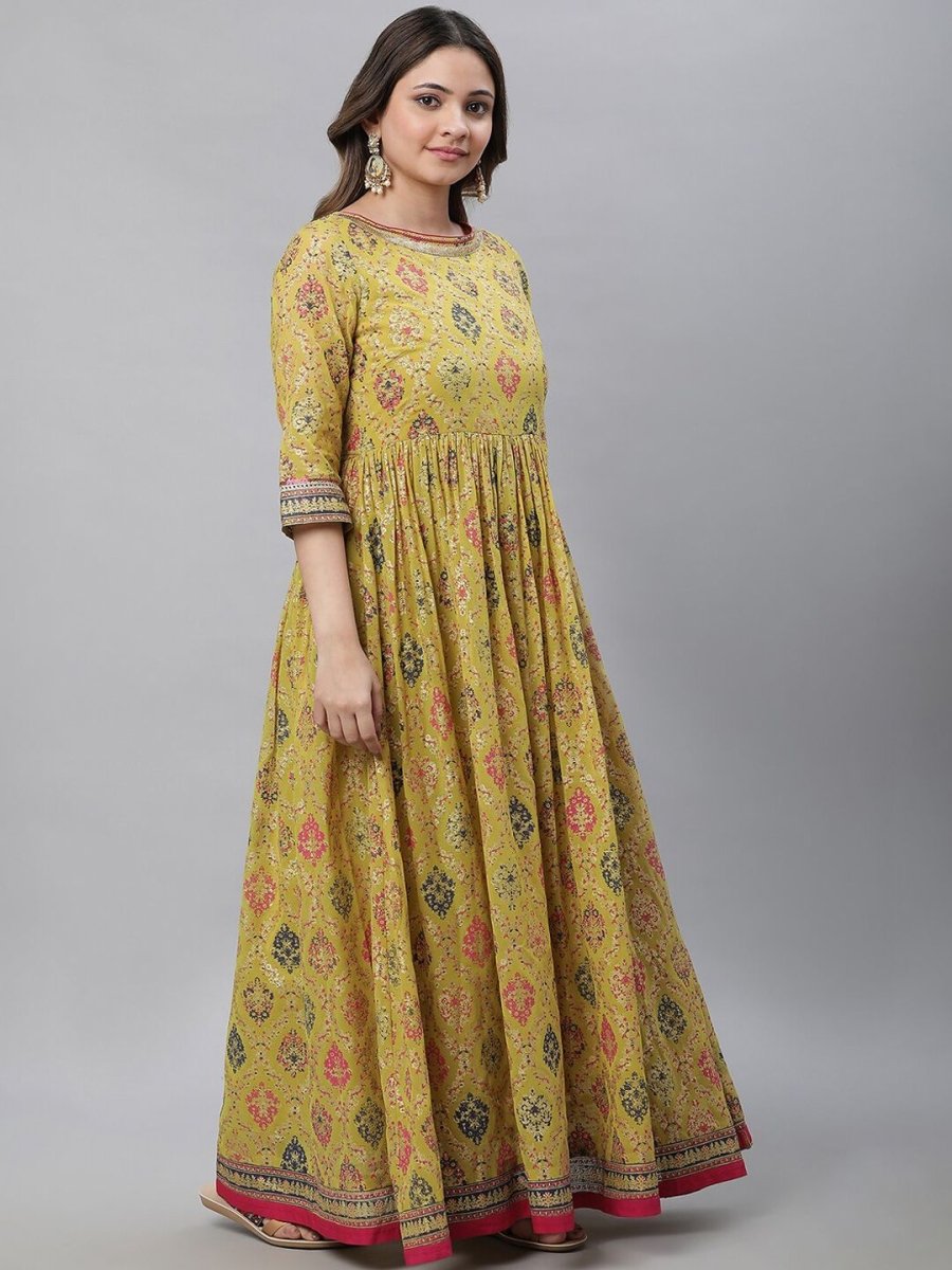 AURELIA Ethnic Motifs Printed Sequinned Maxi Ethnic Dress
