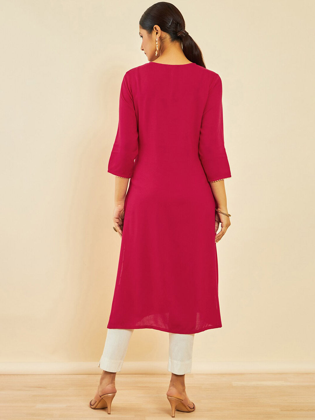 Soch Floral Yoke Design Gotta Patti Straight Kurta - Distacart