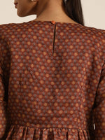Thumbnail for All About You Women Rust Floral Printed Empire Kurta with Trousers - Distacart
