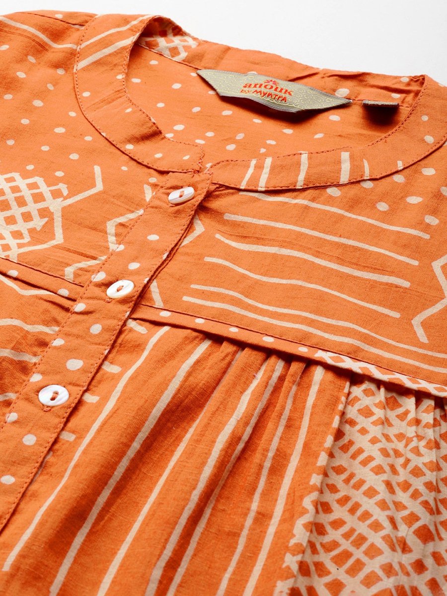 Anouk Women Printed Pure Cotton Straight Kurta with Palazzos - Distacart