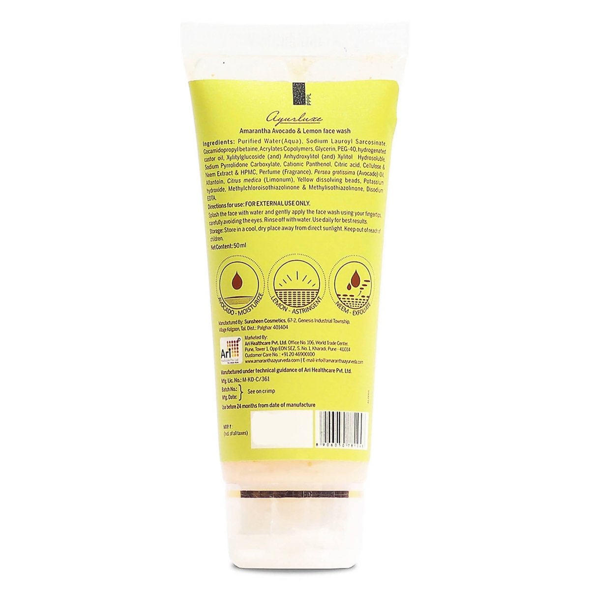 Amarantha Ayurvedic Avocado & Lemon Face Wash - Distacart
