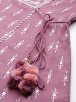 Thumbnail for All About You Purple & Silver Ethnic Motifs Gotta Patti Detail Kurta - Distacart