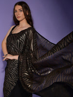 Thumbnail for Anouk Black Embellished Sequinned Pure Georgette Saree - Distacart