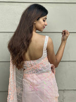 Thumbnail for Anouk Peach-Coloured Floral Embellished Sequinned Pure Georgette Saree - Distacart