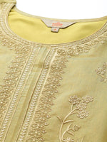 Thumbnail for Anouk Women Green Embroidered Regular Sequinned Chanderi Silk Kurta with Palazzos & With Dupatta - Distacart