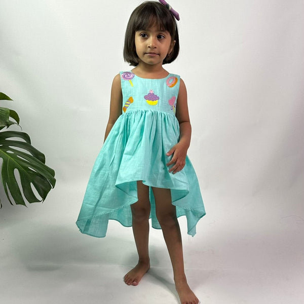 ArthLife Cyan Candy Party Wear Dress - Distacart