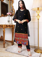 Thumbnail for Kalini Ethnic Motifs Embroidered Regular Sequinned Kurta with Trousers & Dupatta