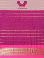 Thumbnail for Anouk Navy Blue & Fuchsia Woven Design Pure Silk Banarasi Saree - Distacart