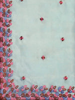 Thumbnail for Anouk Blue & Pink Floral Organza Saree - Distacart