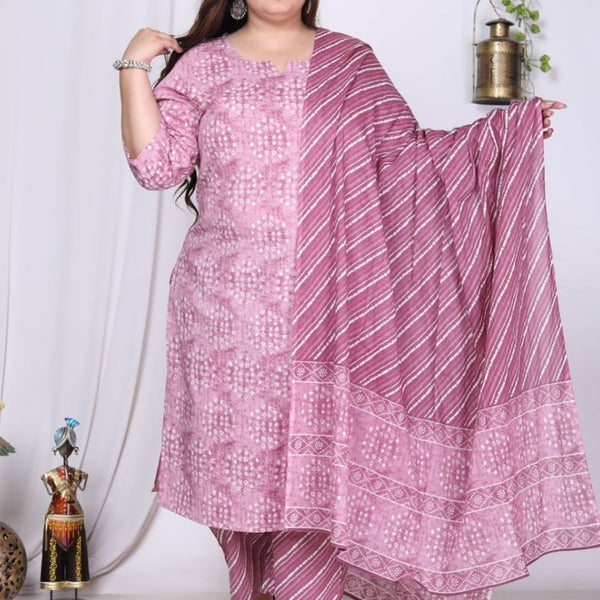 Swasti Floral Printed Regular Sequinned Pure Cotton Kurta with Trousers & Dupatta - Distacart