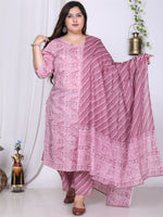 Thumbnail for Swasti Floral Printed Regular Sequinned Pure Cotton Kurta with Trousers & Dupatta - Distacart