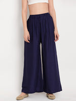 Thumbnail for TAG 7 Women Grey & Navy Blue Set of 2 Flared Ethnic Palazzos