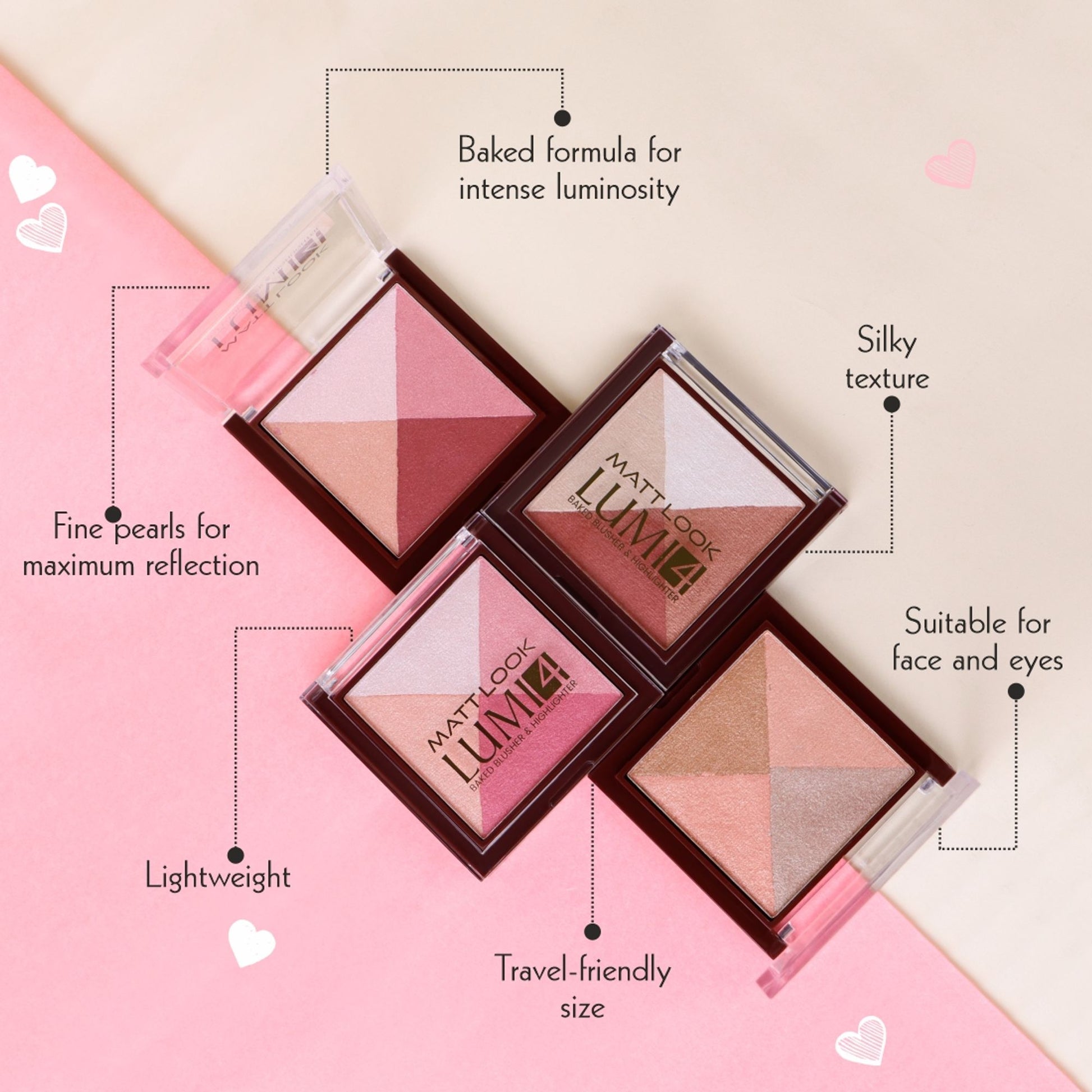 Matt Look Lumi 4 Baked Blusher & Highlighter - Golden Hours - Distacart