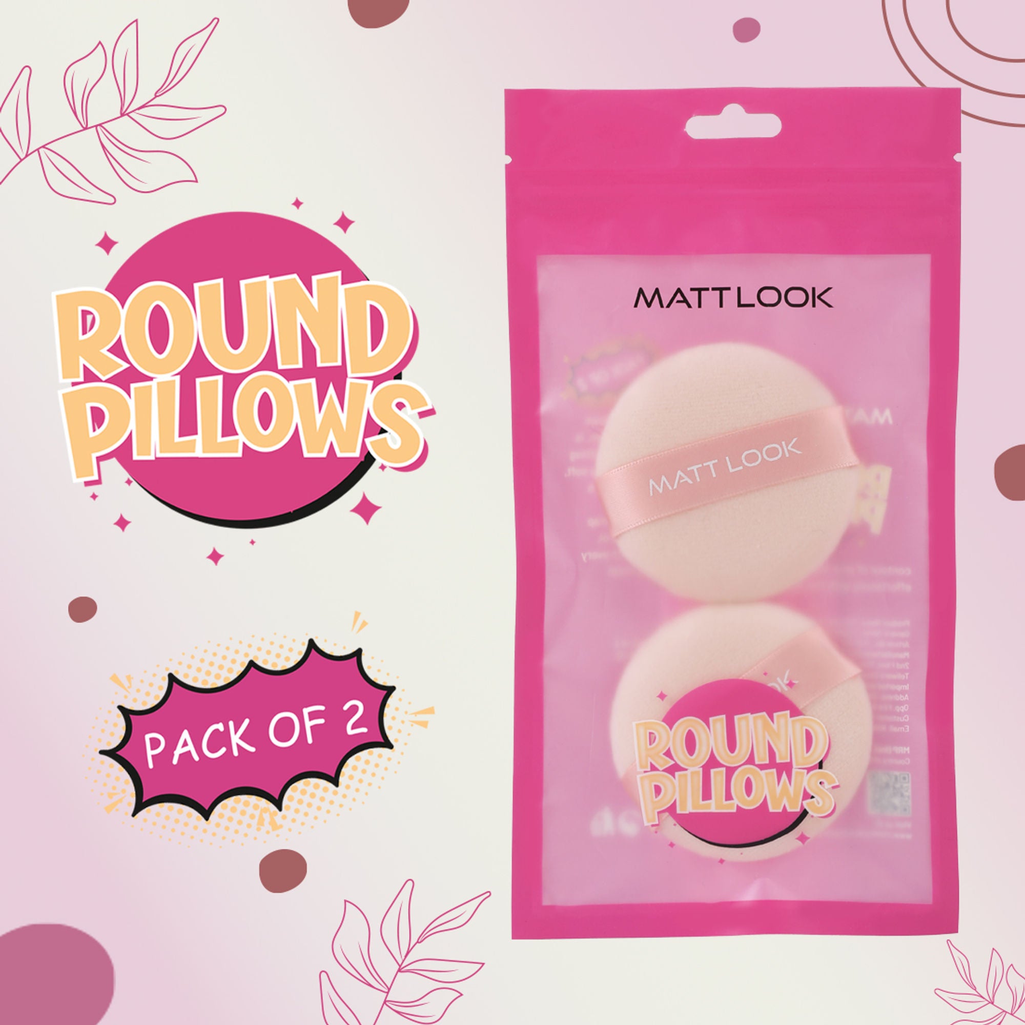 Matt Look Round Pillows Powder Beige Puff - Pack Of 2 - Distacart
