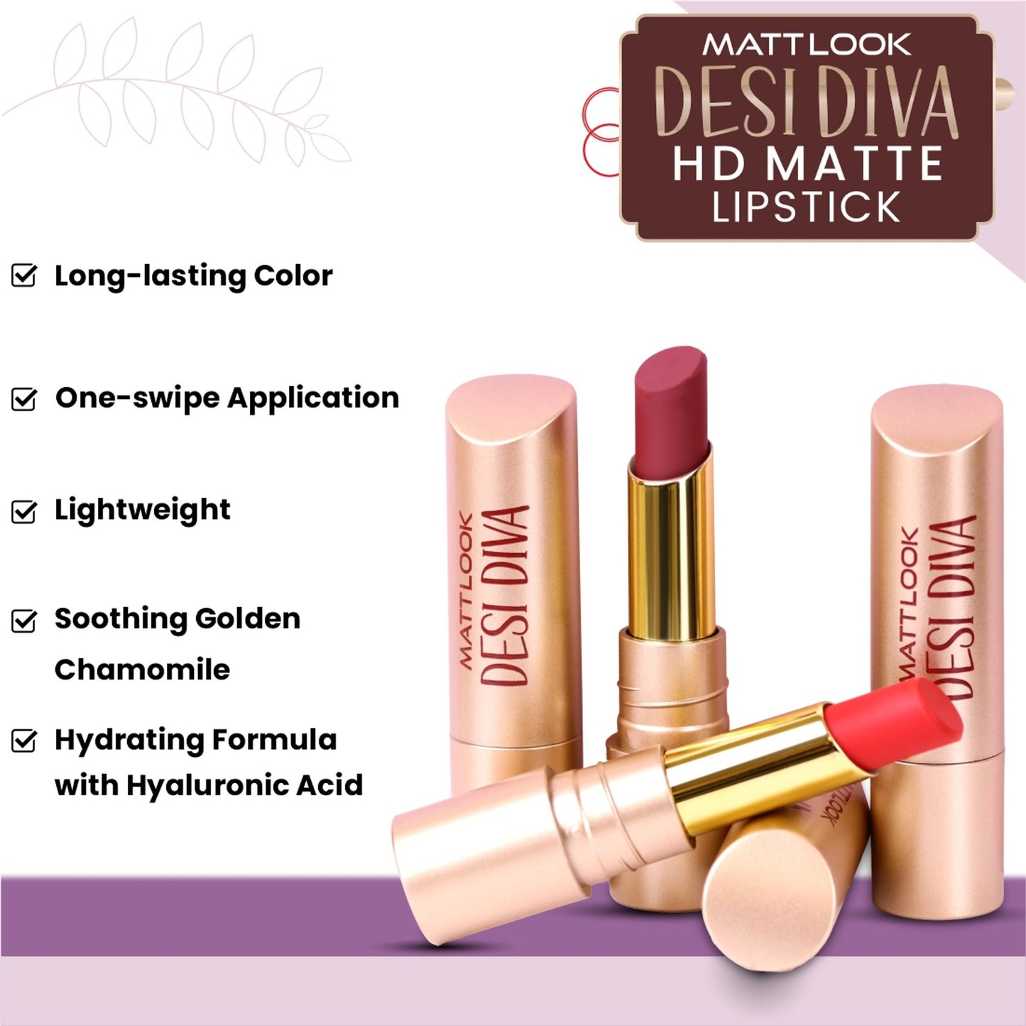 Matt Look Desi Diva HD Matte Lipstick - Red Obsession-04 - Distacart