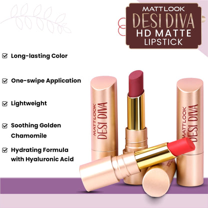 Matt Look Desi Diva HD Matte Lipstick - Red Obsession-04 - Distacart