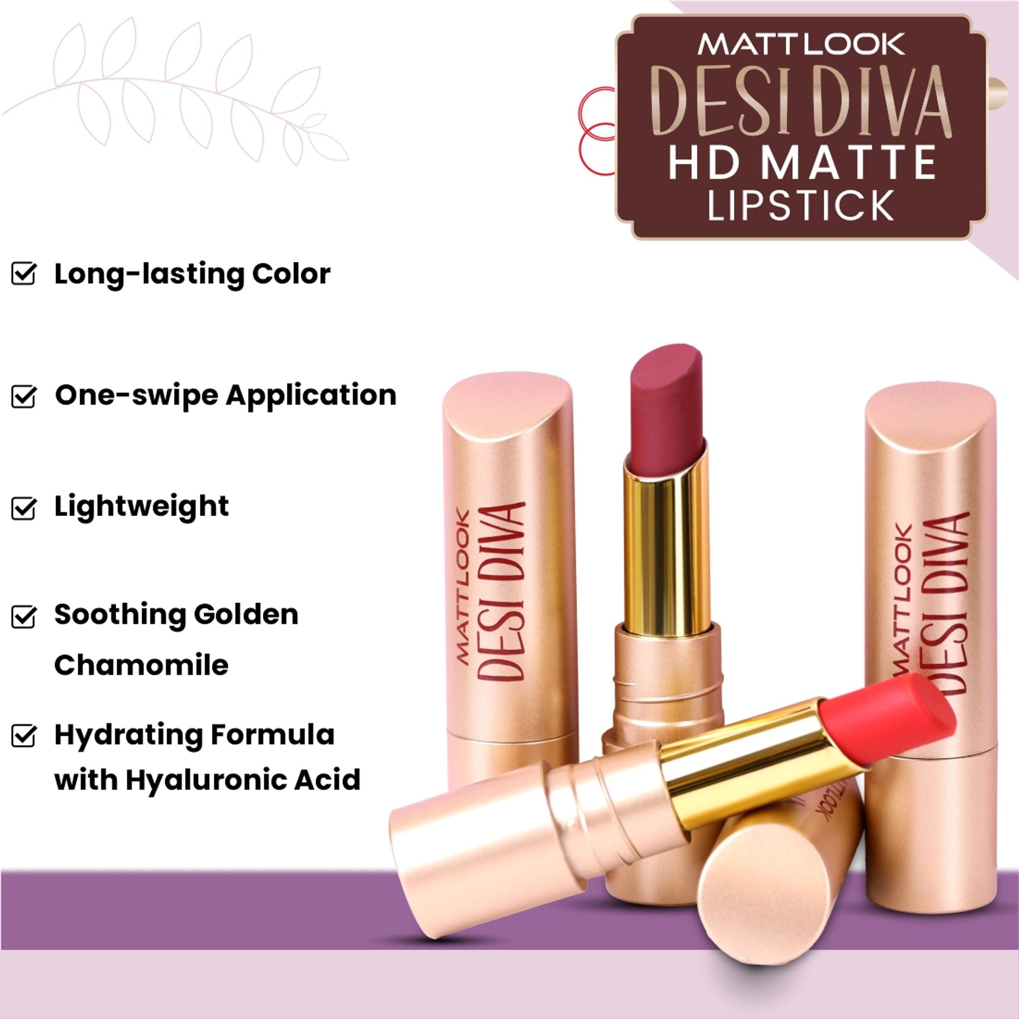 Matt Look Desi Diva HD Matte Lipstick - Playful Pink-21 - Distacart