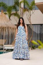 Thumbnail for Aayaa Designer Printed Full Flared Gown - Multi Color - Distacart