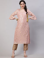 Thumbnail for Aks Floral Printed Bell Sleeves Regular Kurta With Trousers - Distacart