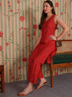 Thumbnail for Ode by House of Pataudi Bandhani Printed V-Neck Gotta Patti Straight Kurta with Trousers - Distacart