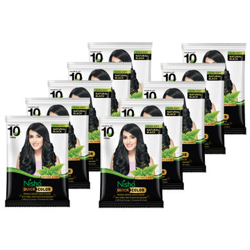 Nisha Quick Color Henna-Based Hair Color-Natural Black - Distacart