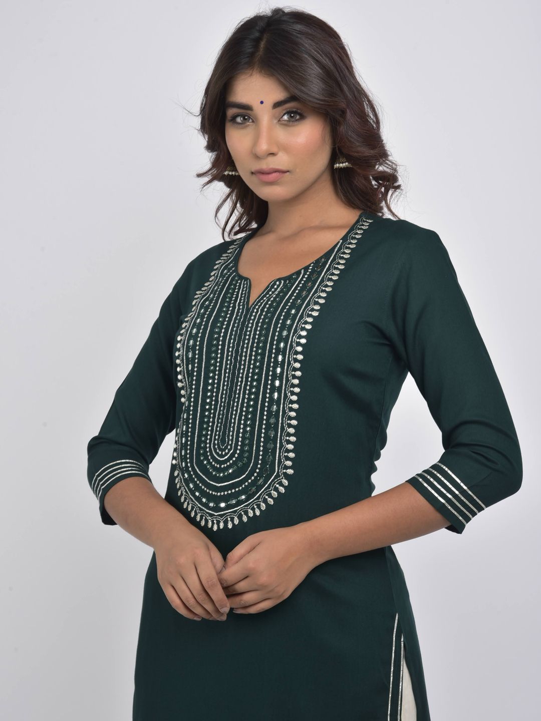 Swasti Women Green Yoke Design Thread Work Floral Kurta - Distacart