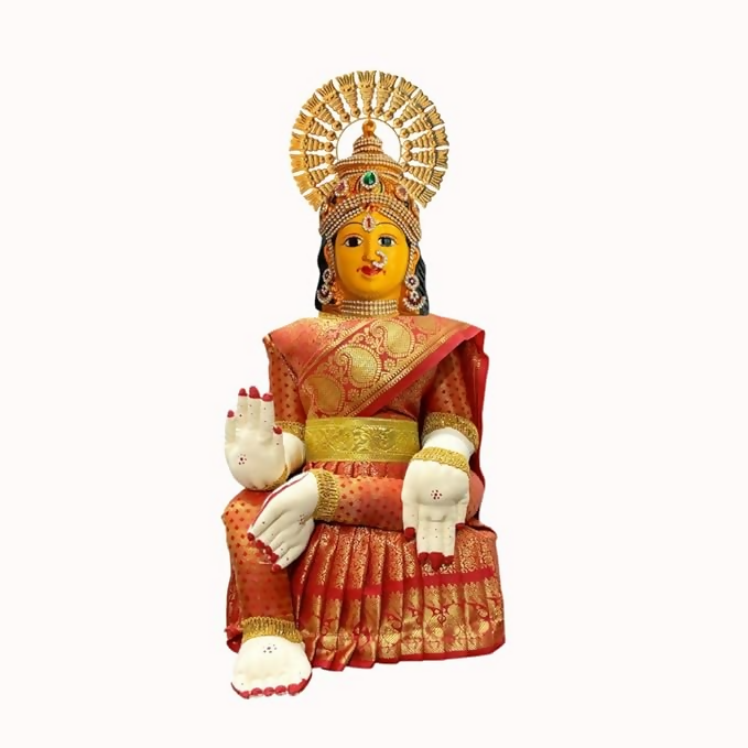 Ammavari Idol Varalakshmi Idol Full Set with Face - Red - Dista
