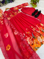 Thumbnail for Teeya Creation Womens New Fancy Fox Georgette Heavy Quality Fabricwith Handwork Gown Set - Dista