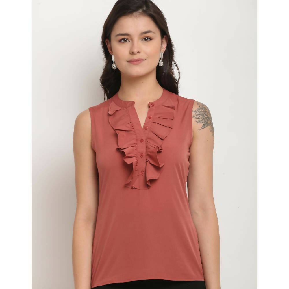 Aastha Fashion Women's Mauve Pink Polyester Solid Casual Top - Distacart