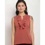 Thumbnail for Aastha Fashion Women's Mauve Pink Polyester Solid Casual Top - Distacart